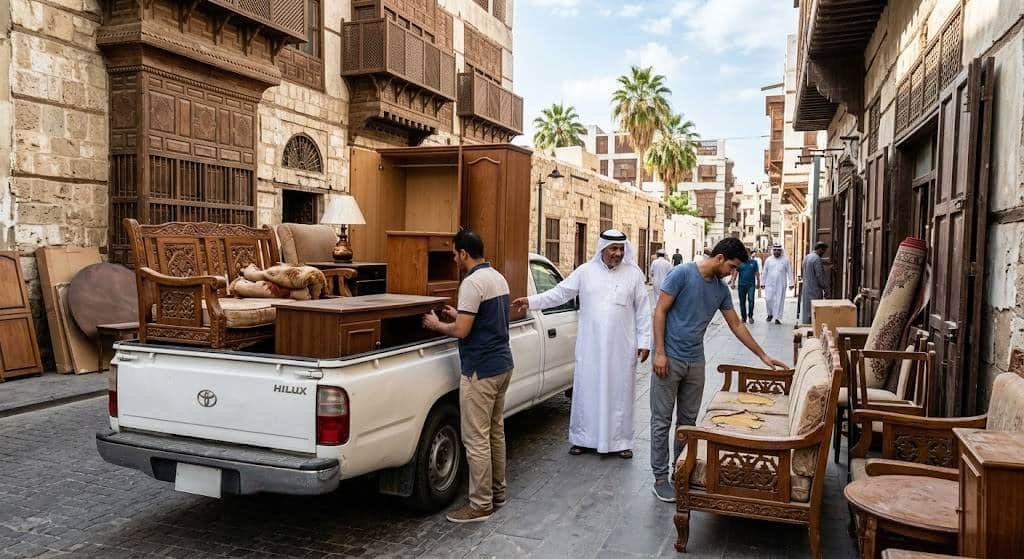 فريق عمل محترف يقوم بتقييم وشراء ونقل الأثاث المستعمل ضمن خدمات شراء اثاث مستعمل بقرطبة لضمان تقديم أفضل الأسعار وخدمة سريعة وموثوقة.